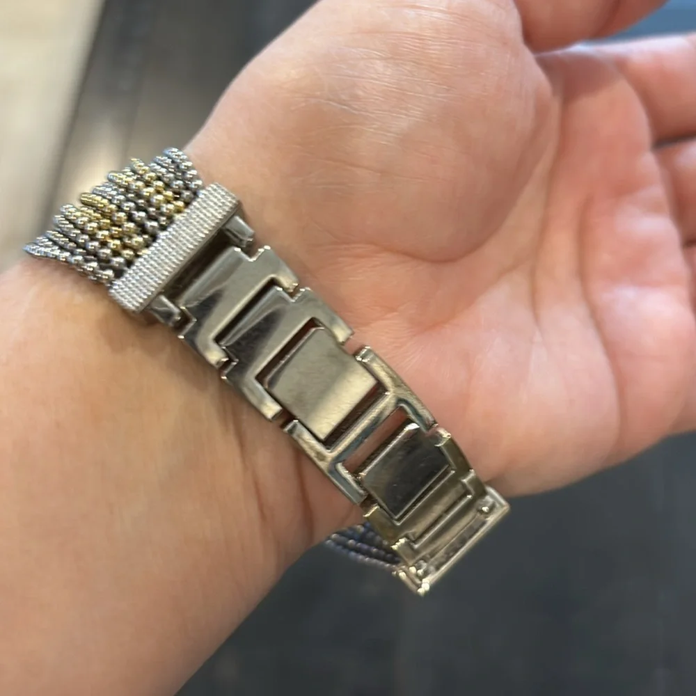 Chico’s Two Tone Fashion Chain Women's Silver Watch with Gold Accents